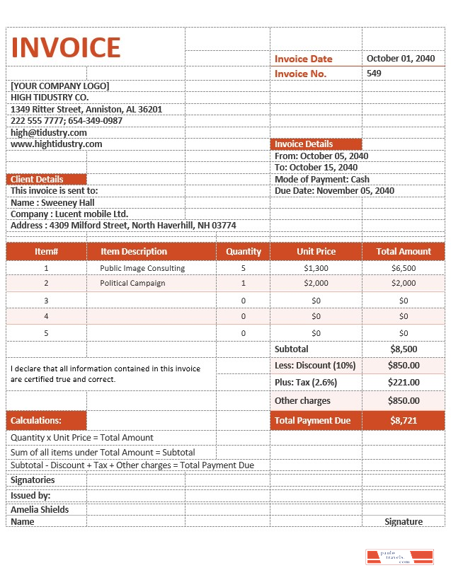 Simple Advertising Agency Invoice Template PSD template